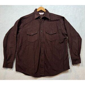 Vintage Frostproof Flannel Shirt Chocolate Brown Sanforized Workwear Men's XL